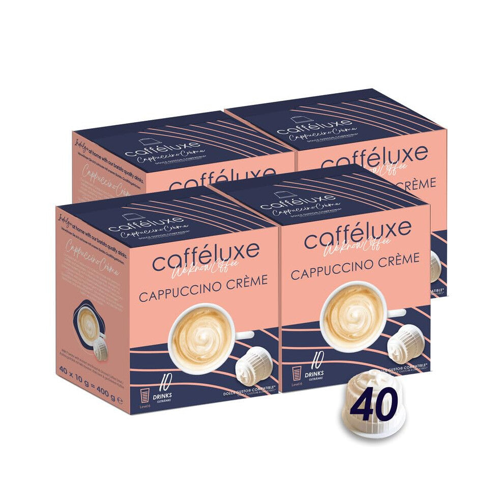 Caff?luxe Capuccino Coffee Pods ? Compatible with Dolce Gusto Machines, One Coffee Pod Solution ? 40 Beverage Capsules