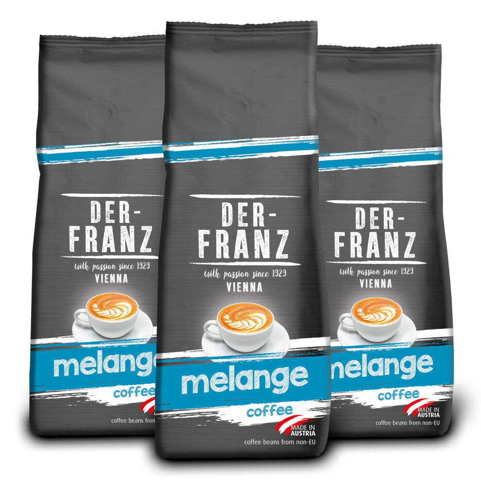 Der-Franz Melange Coffee, whole bean, 3 x 500 g