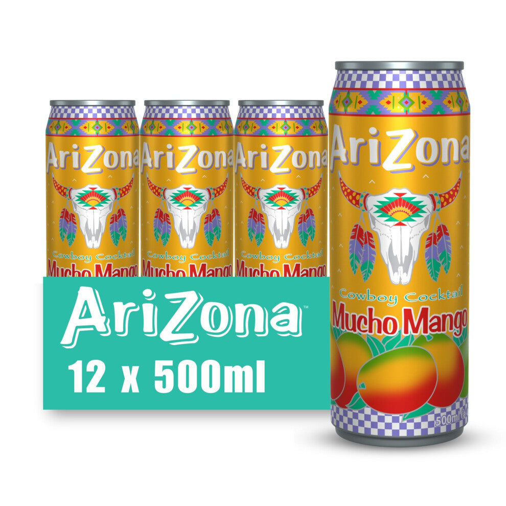 Arizona Mucho Mango Fruit Juice, Pack of 12 x 500ml Cans, Delicious Fruity Drink, No Artificial Flavours or Preservatives