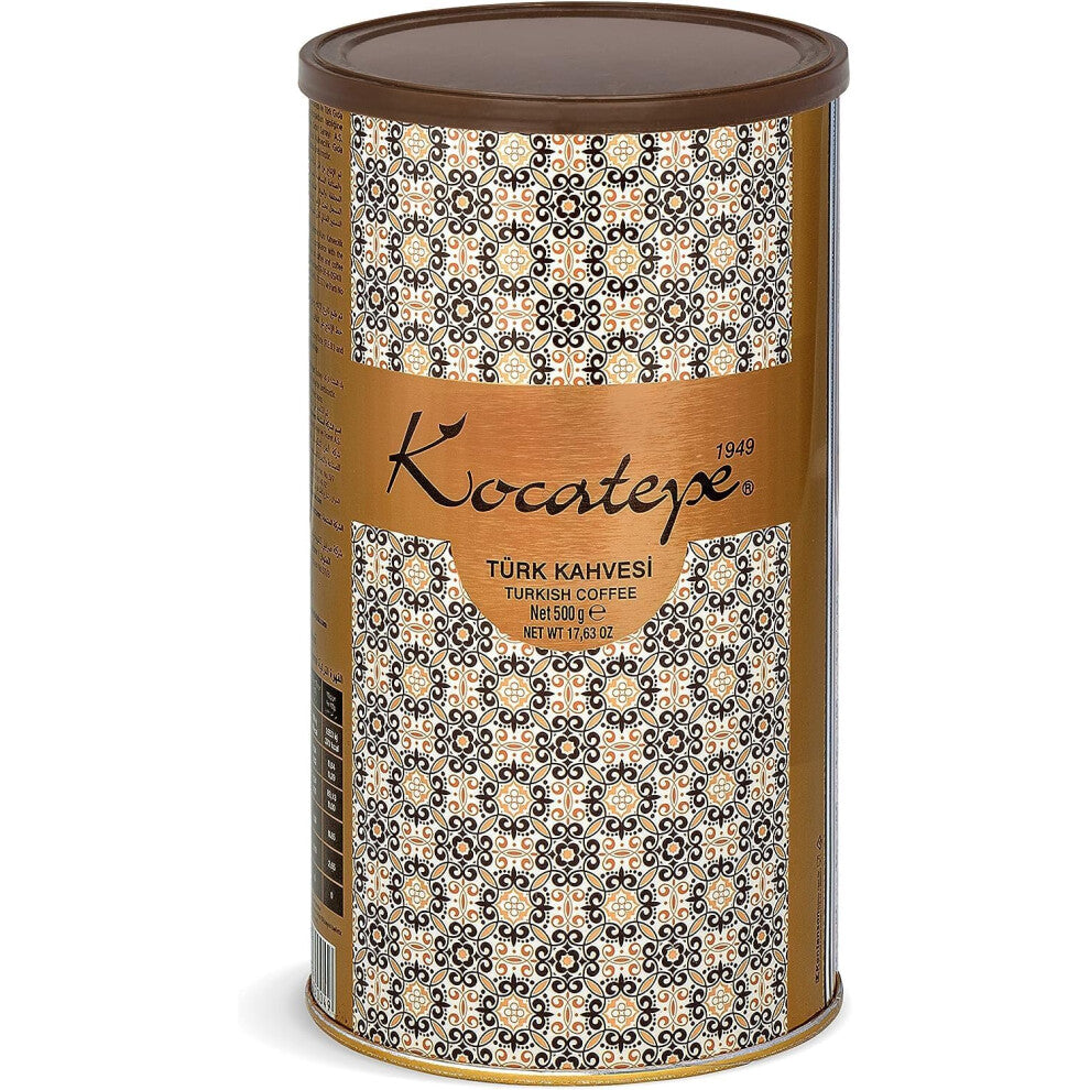 KOCATEPE TURKISH COFFEE - Traditional Turkish Coffee - 500g Can - Medium Roasted Arabic Coffee Since 1949