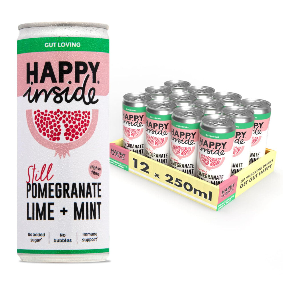 Happy Inside Gut Health Juice ? Pomegranate, Lime & Mint | No Added Sugar, High in Prebiotic Fibre, Vitamin C | Vegan (12 x 250ml)