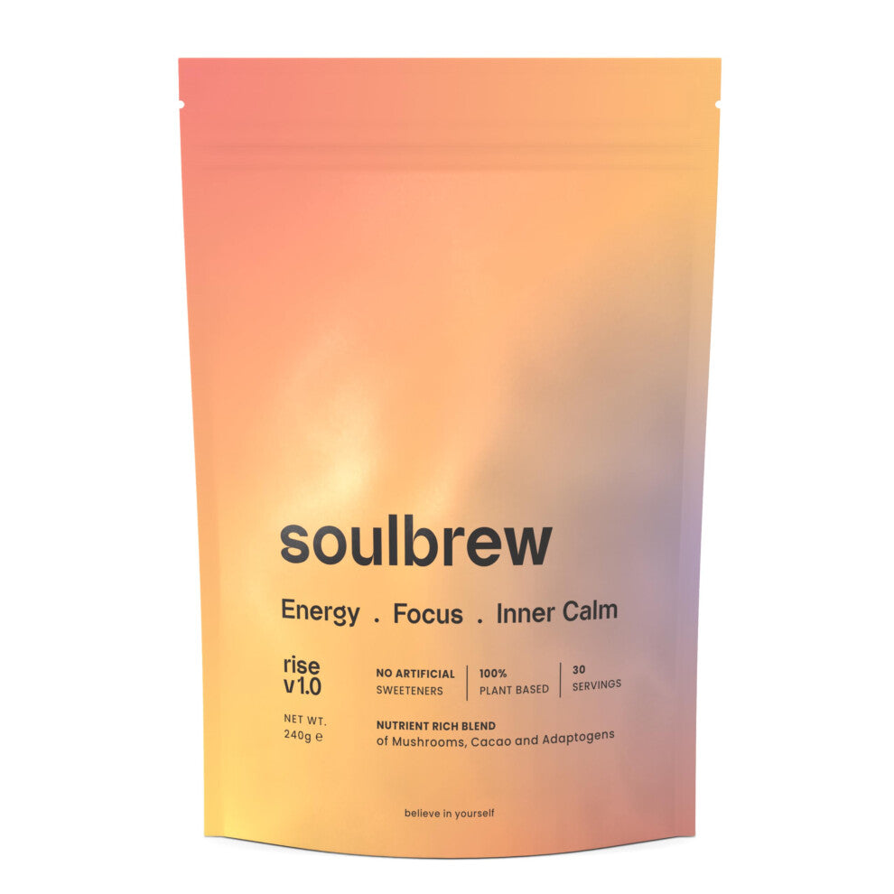 SoulBrew Rise Mushroom Coffee Alternative - with Lion's Mane, Cordyceps, Chaga, Maca, Ashwagandha & Cacao ? Gut Friendly Nootropic Superfood with