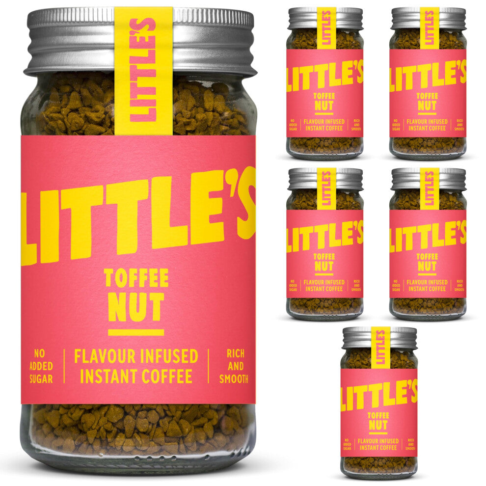 Little's Toffee Nut Flavoured Instant Coffee, 6 Pack (50g x 6) - Rich & Smooth Coffee, Infused With Toffee Flavour - Vegan Friendly, Low Calories, No