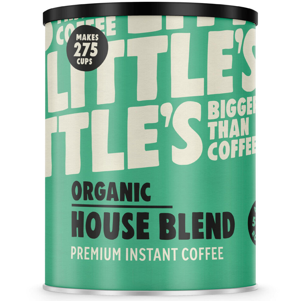 Little's Organic House Blend Instant Coffee, 500g Tin- Premium Instant Coffee, A blend of organically grown Robusta and Arabica beans - Vegan