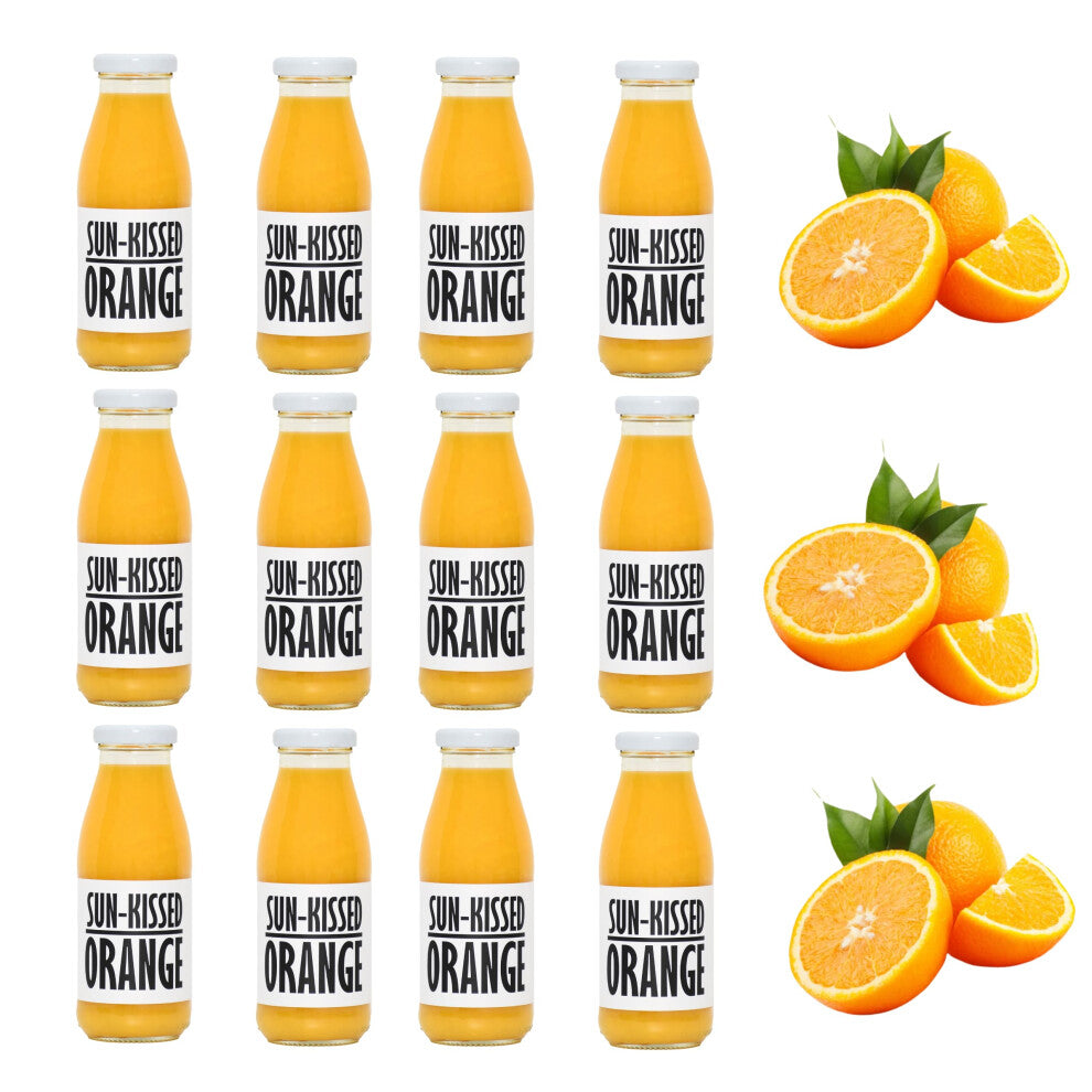 PRESSUICE Fresh Sun Kissed Orange Juice - 12 bottles pack x 250 ml Fruit Juices NFC Not from Concentrate - Pressed Orange Semi Sweet Drink - No added