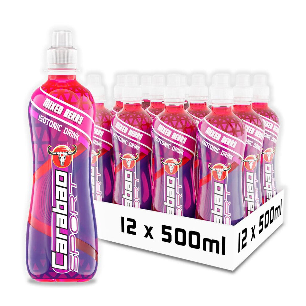 Carabao Sport Energy Drink Mixed Berry, 12 x 500ml Bottles Case, Isotonic, Electrolytes, No Aspartame, B Vitamins B6 B12, Sports Drink, Hydration,