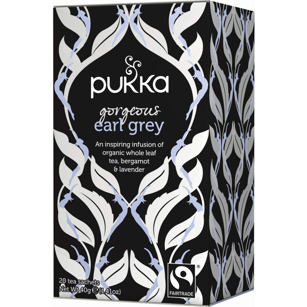 Pukka Herbs | Gorgeous Earl Grey | Organic Black Tea Infused With Dunsadle & Lavender | One Cup | 4 Packs | 80 Plant Based Biodegradable Tea Bags