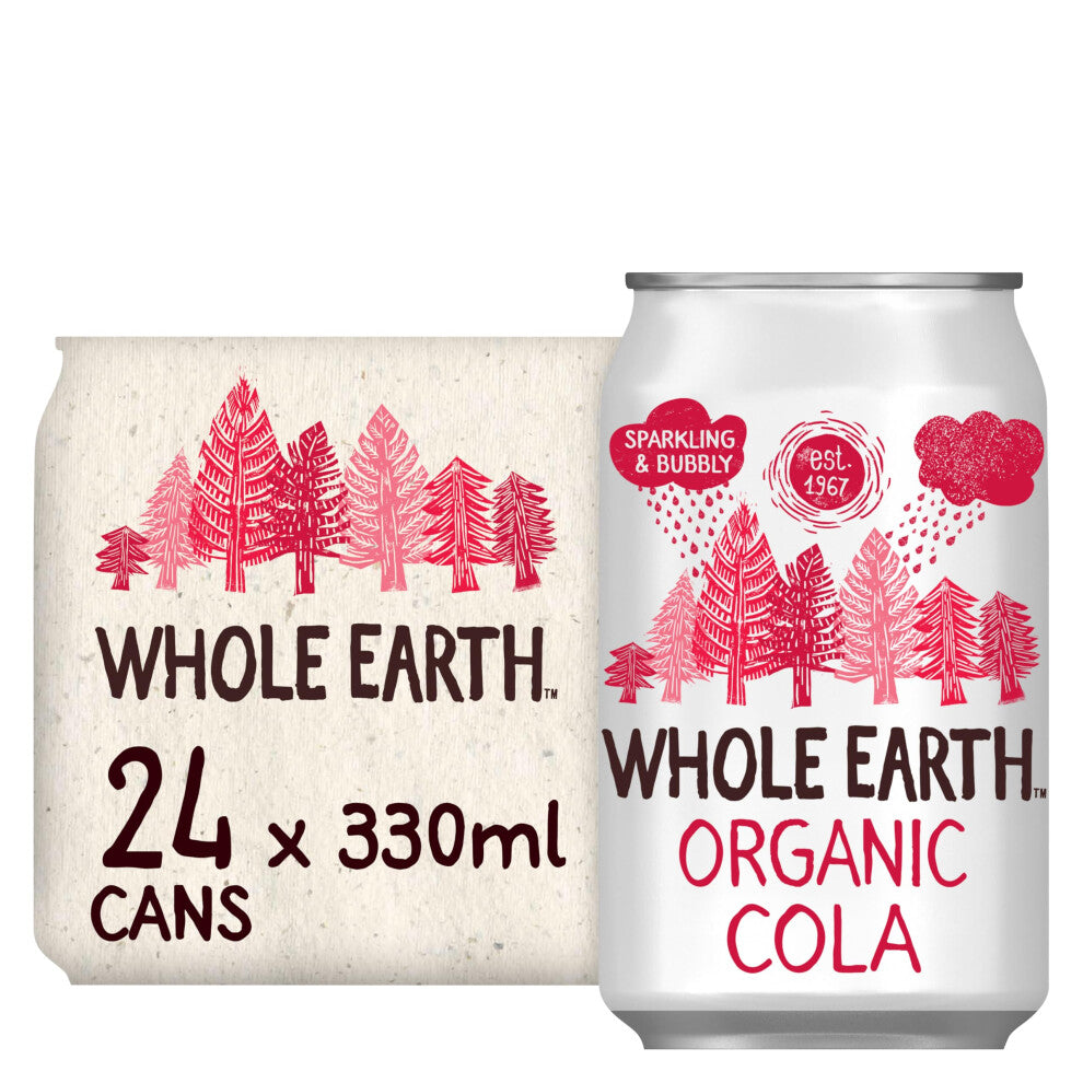 Whole Earth Organic Sparkling Cola Drink, 24x 330 ml, Flavoured Fizzy Soft Drink Made with Fruit Juice, 100% Natural Ingredients, No Added Refined