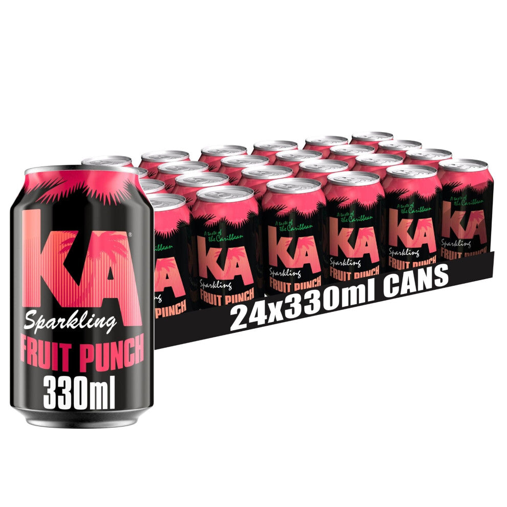 KA Caribbean Fruit Punch Fizzy Drinks - Traditional & Authentic Caribbean Jamaican Style Sparkling Drink - Soft Drinks Multipack - Fruit Punch Soda