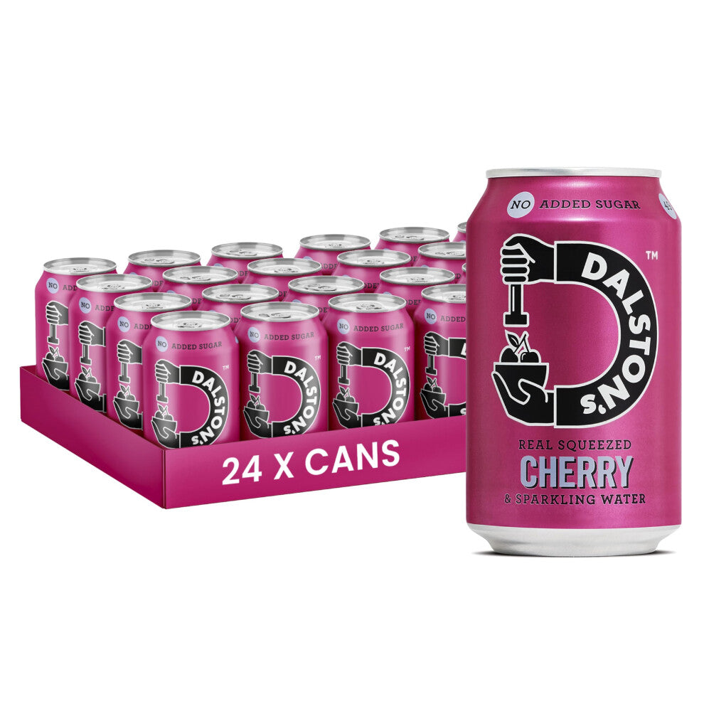 Dalston's Sparkling Cherry Soda (24 x 330ml) - Real Pressed Cherries & Sparkling Water - 46 Kcal - No Added Sugar - No Artificial Sweeteners - Healthy