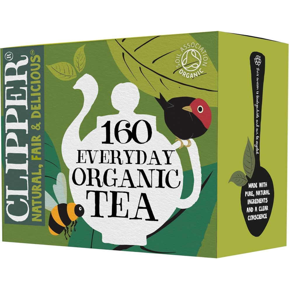 Clipper Organic Everyday Teabags, Black Tea Bags, Natural, Unbleached, Plant-Based Biodegradable & Sustainable Teabags, Eco Conscious & Non GM Tea