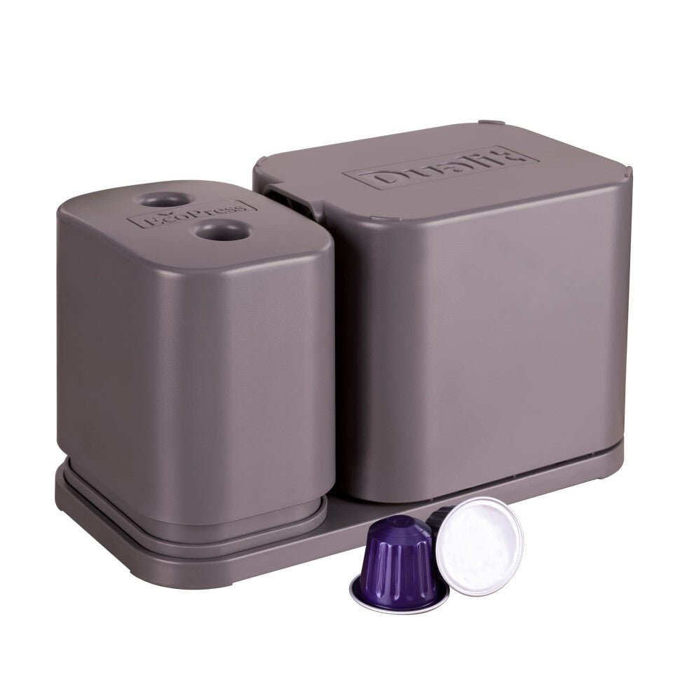 Dualit EcoPress? Duo Max Aluminium Coffee Capsule Recycling Tool - Compatible with Nespresso? & Dualit Capsules & Coffee Grounds