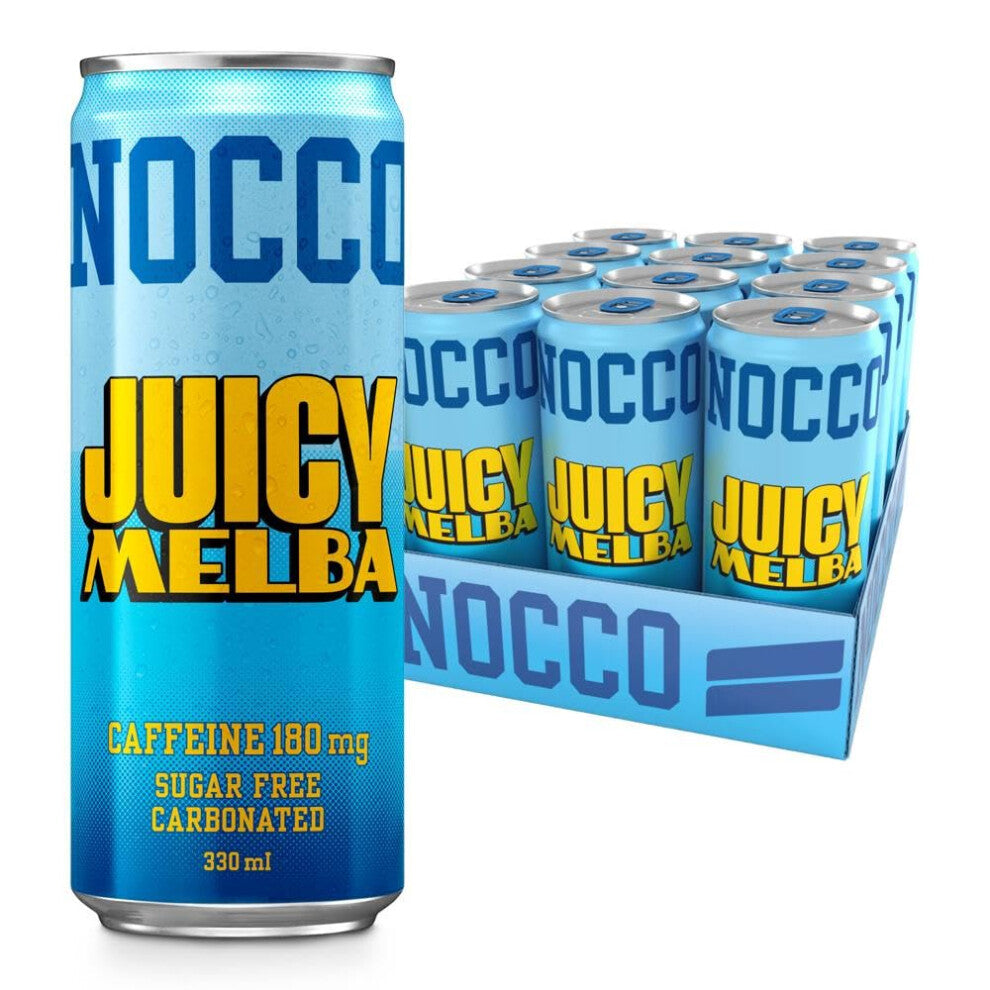NOCCO Sugar Free Energy Drink ? BCAA, 180mg High Caffeine, with Amino Acids & Vitamins, Ideal for Pre Workout ? 12 x 330ml (Juicy Melba)