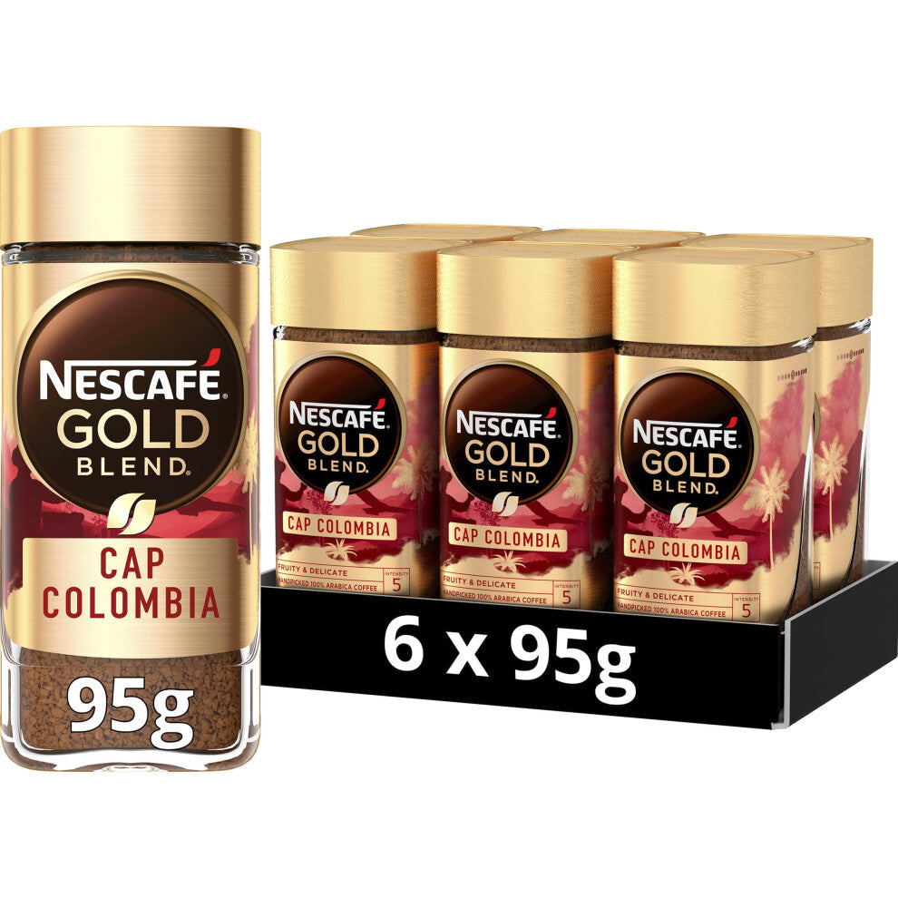 NESCAF? Cap Colombia Instant Coffee, Light Roasted 100 Percent Arabica Single Origin Premium Instant Colombian Coffee, 95g (Pack of 6)
