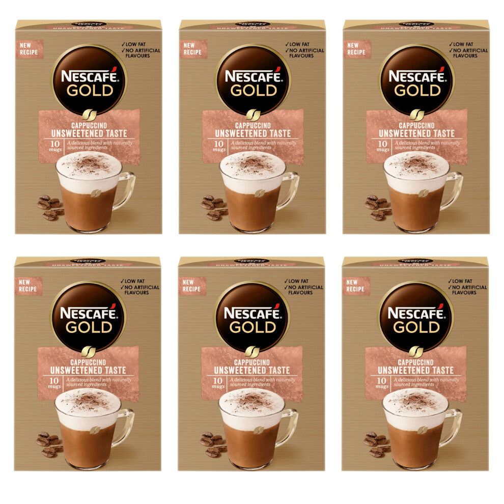 NESCAF? GOLD Cappuccino Unsweetened Coffee, 8 Sachets, (Pack of 6, Total 48 Sachets)