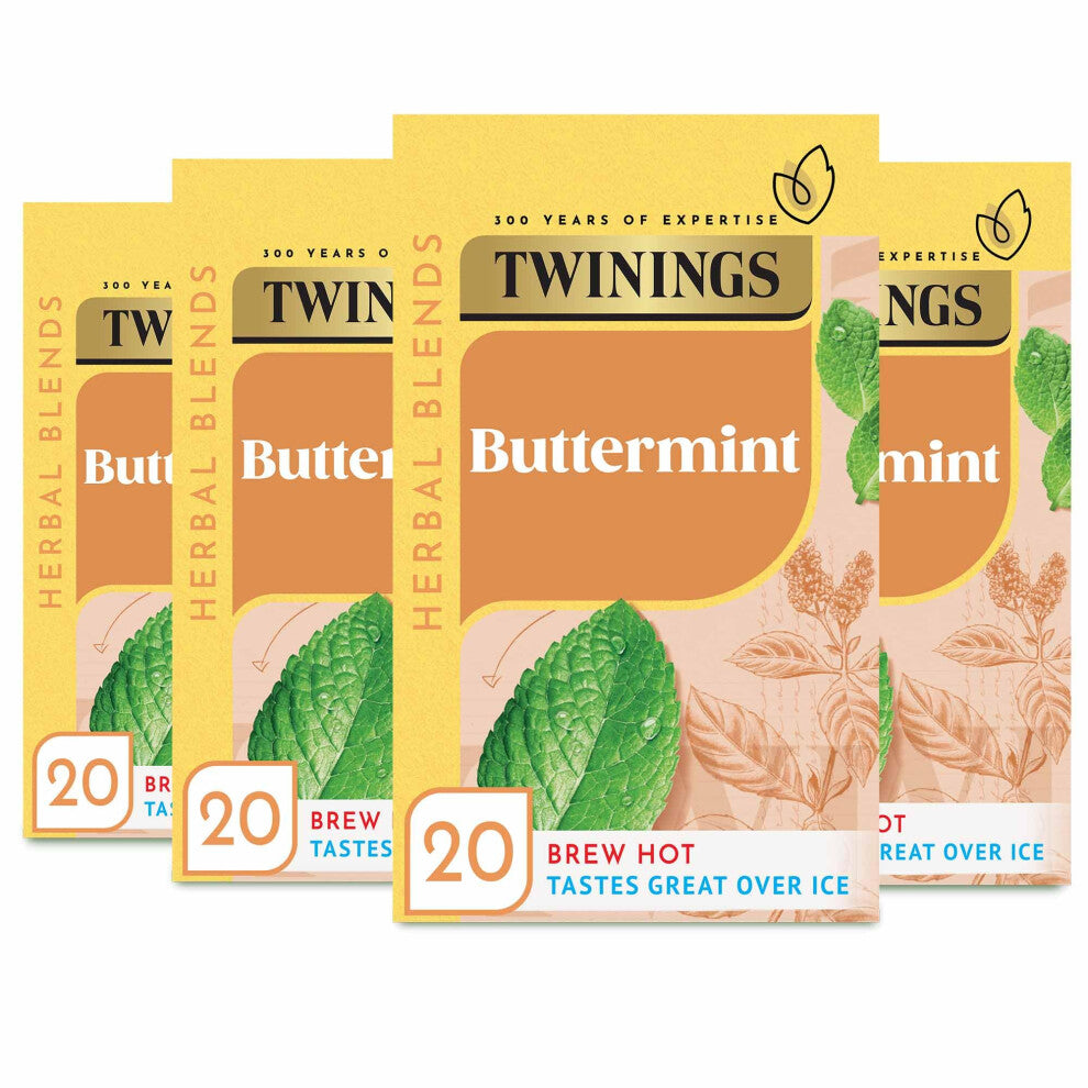 Twinings Buttermint Flavoured Tea Bags - 80 Biodegradable Tea Bags (Multipack of 4 x 20) , Smooth & Creamy Herbal Infusion, Perfect for Relaxation,