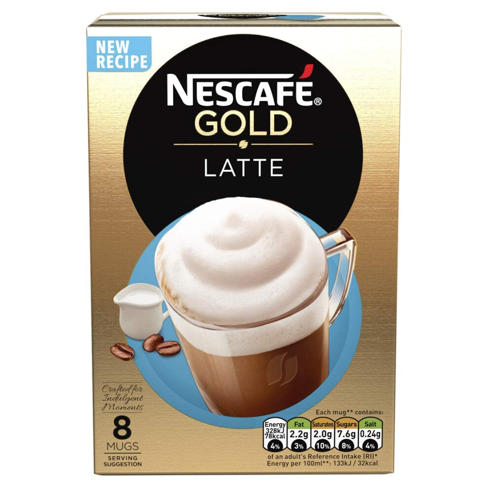 NESCAF? GOLD Latte Coffee, 8 Sachets, (Pack of 6, Total 48 Sachets)