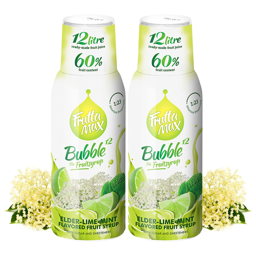 2 Pack - FruttaMax Elderflower Syrup | Less Sugar | 60% Real Fruit Concentrate | Suitable for soda Machine 2x500ml