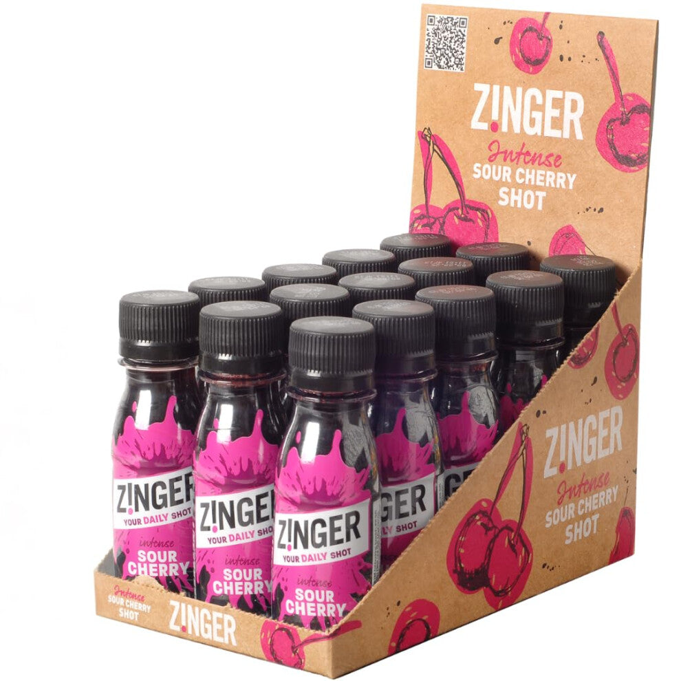 Zinger Intense Sour Cherry Shot, Plant Based, Natural Kick in a Pocket-Sized Format with no Added Sugar, (Pack of 15 x 70ml)