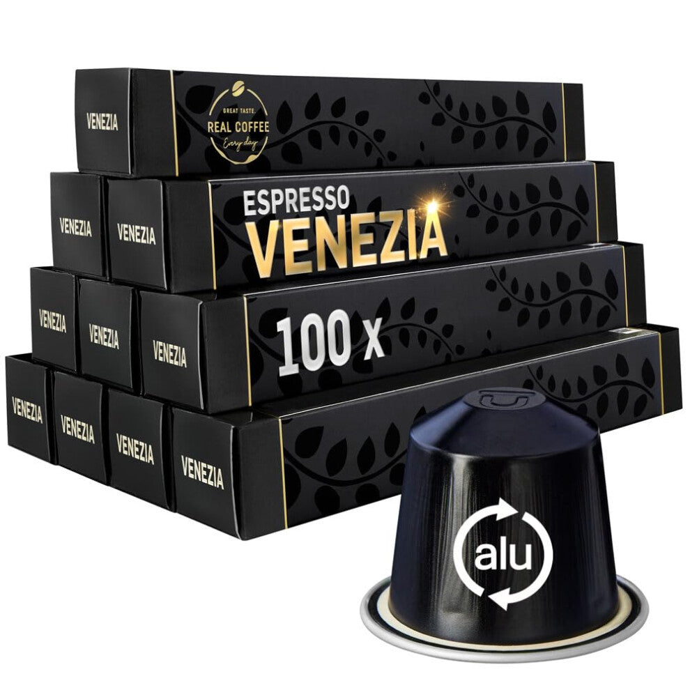 Venezia ? 100 Nespresso Compatible Pods | Strong Fair Trade Coffee Blend (70% Arabica, 30% Robusta)