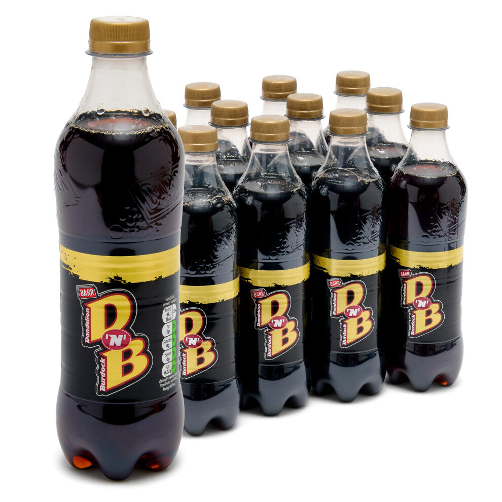 BARR Since 1875, 12 Pack DNB Dandelion and Burdock, Zero No Sugar Flavoured Fizzy Drink - 12 x 500ml Bottle