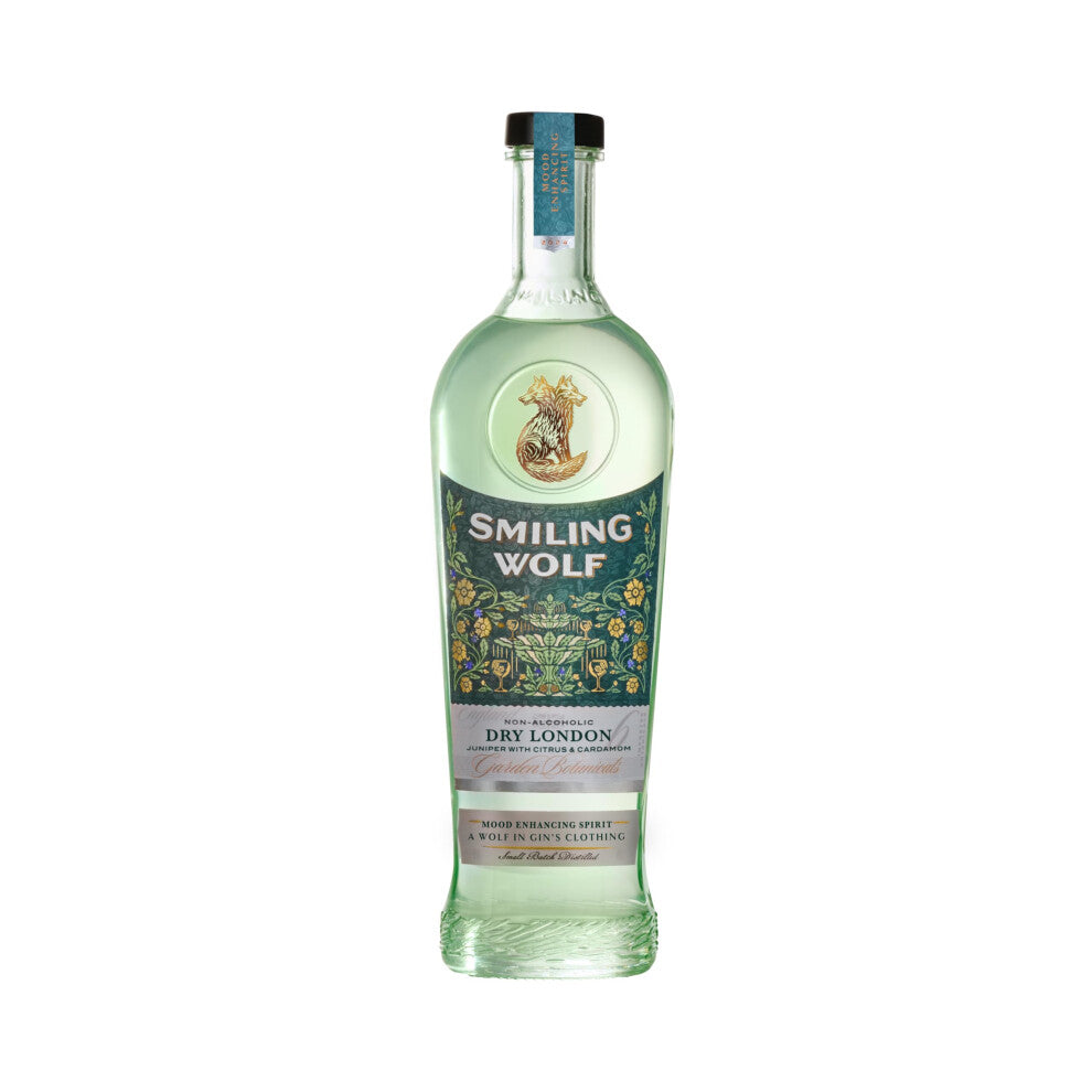 Smiling Wolf Dry London - Functional Alcohol Free Gin - Mood Enhancing Spirit with Natural Nootropics & B Vitamins - Premium Non Alcoholic - 700ml