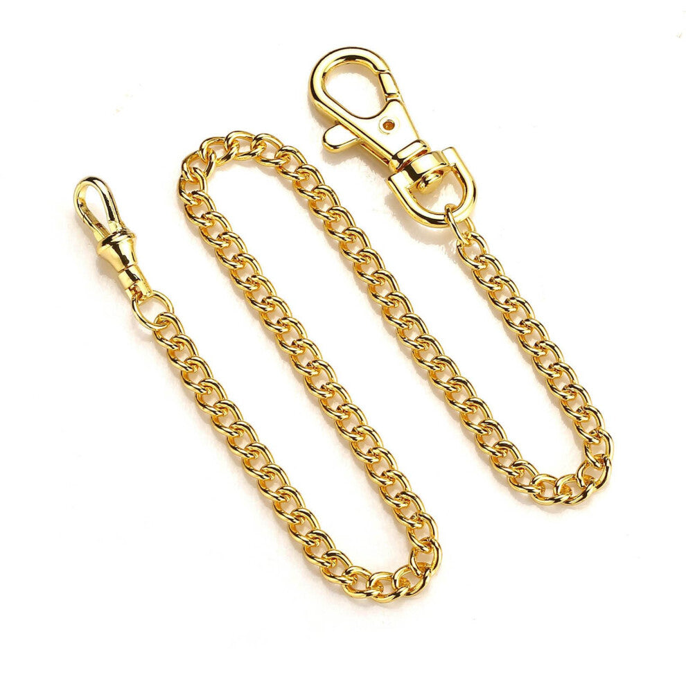 Replacement Chain for Pocket Watches Gold-Silver Colored, Vintage Watch Chain Made of Alloy, Antique Watch Accessory 30 cm