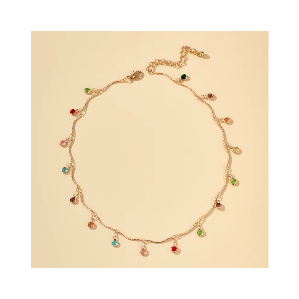 (HZS-117-3) Fashion Simple Candy Color Tassel Necklace for Women Aesthetic All-match Pendant Jewelry Choker Neck Accessories Gift Chain