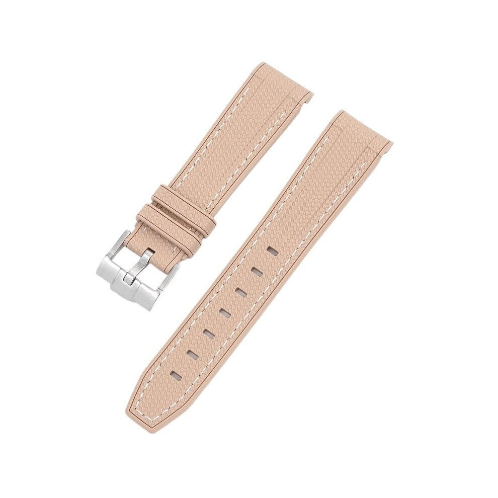 Waterproof Rubber Strap for Rolex Watches 20mm with Folding Clasp, Compatible with Omega Watch Bands, Brown and White Design