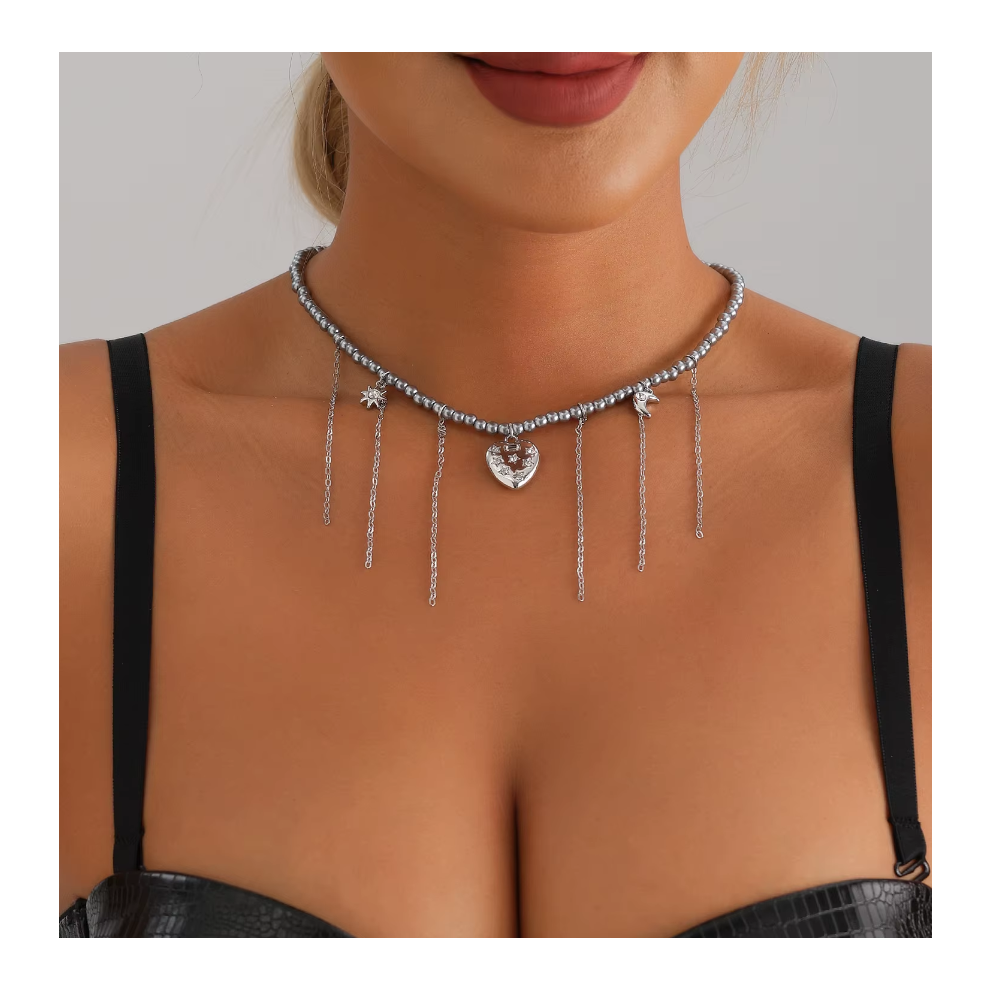 (77904) Versatile Beaded Tassels Necklace Adjustable Length Neckchain for Party Wear Fashion Jewelry Accessories Gift