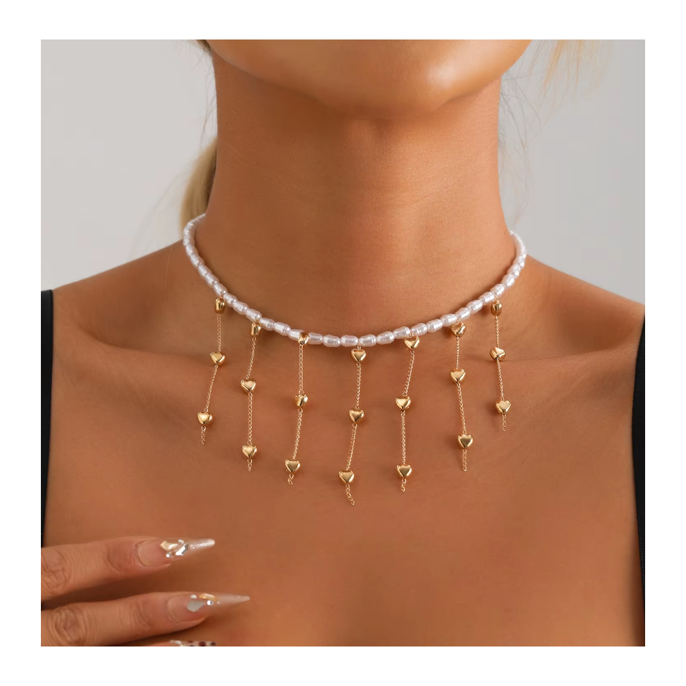 (77911) Versatile Beaded Tassels Necklace Adjustable Length Neckchain for Party Wear Fashion Jewelry Accessories Gift