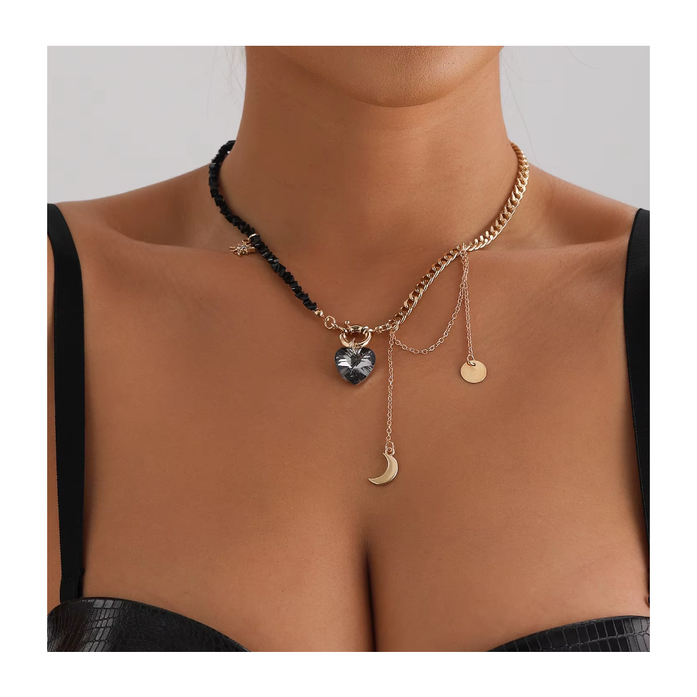 (77913) Versatile Beaded Tassels Necklace Adjustable Length Neckchain for Party Wear Fashion Jewelry Accessories Gift