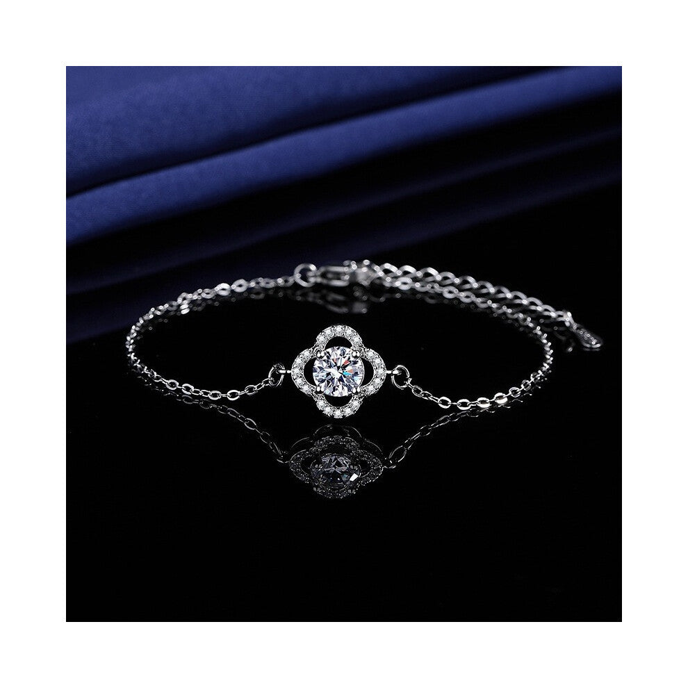 (White gold SL-101) Princess Square Bag Moissanite imitation bracelet, a unique and versatile feminine bracelet with a refined and elegant style