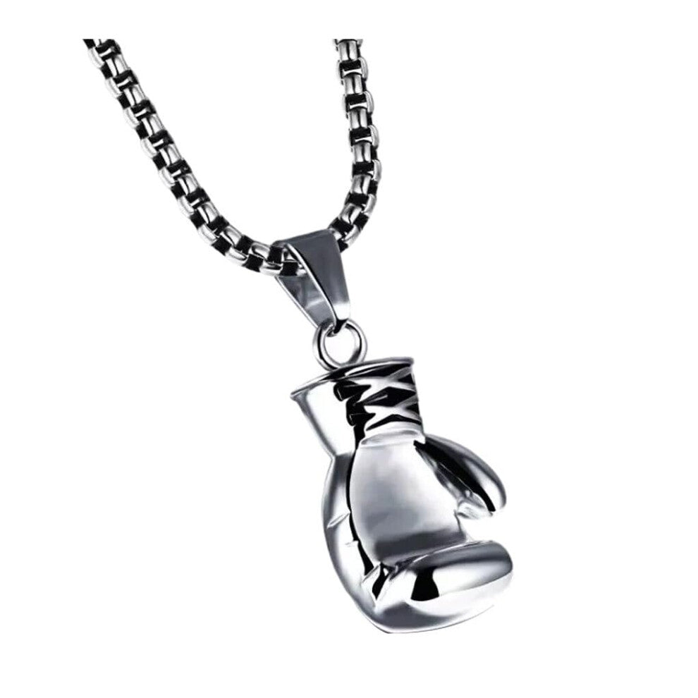Boxing Glove Necklace for Men, Stylish Silver Sports Jewelry, Decorative Bodybuilding Accessory, Rustproof Pendant