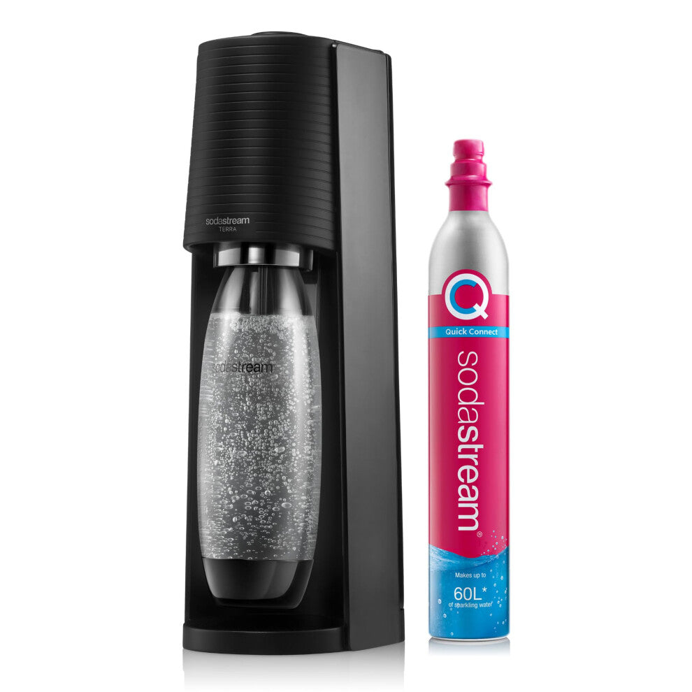 SodaStream  Terra Sparkling Water Maker Quick Connect CO2 System Includes 60L Gas Cylinder BPAFree 1L Bottle EcoFriendly  Reduces Plastic Waste B