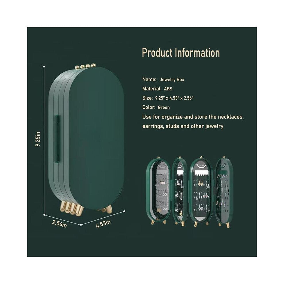 (green) Foldable Jewellery Storage Rack - Dustproof Desktop Jewelry Organizer with Multi-Layer Compartments, Scratch-Resistant Material