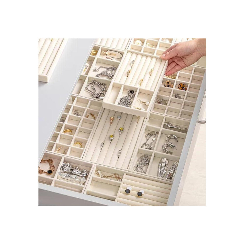 (Default) Jewellery Tray Jewellery Organiser Jewellery Box,Ring Necklace Earring Box,Stackers Jewelry Storage Drawers,Holds Trinket Necklace Bracelet
