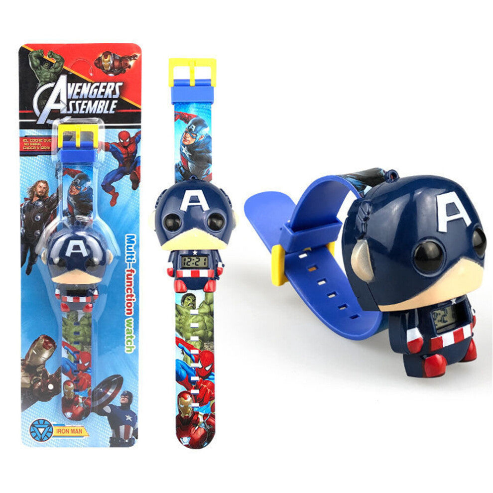 (C) Children Boys Cartoon Adjustable Strap Electronic Wrist Watch The Avengers Superhero Iron Man Toys Birthday Christmas Gift