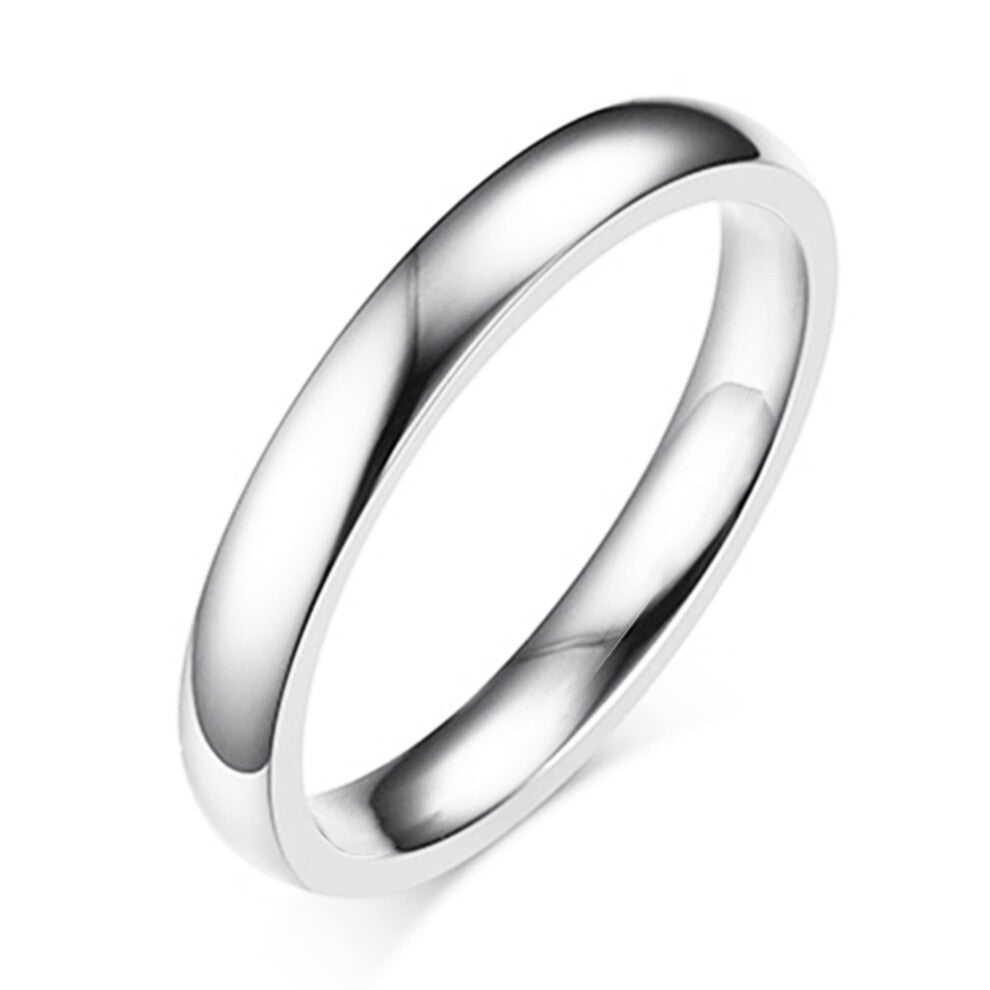 Men's Women's Stainless Steel Engagement Wedding Ring 4mm Size 51-65 Silver Color Band for Couples