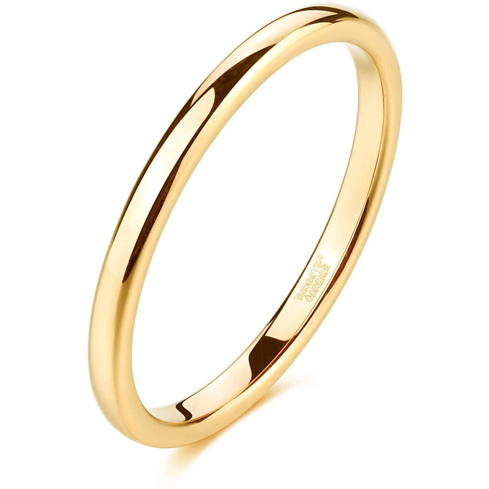 Tungsten Titanium Polished Front Stacking Ring 6 mm Gold | Tarnish-Resistant Wedding Band for Men and Women