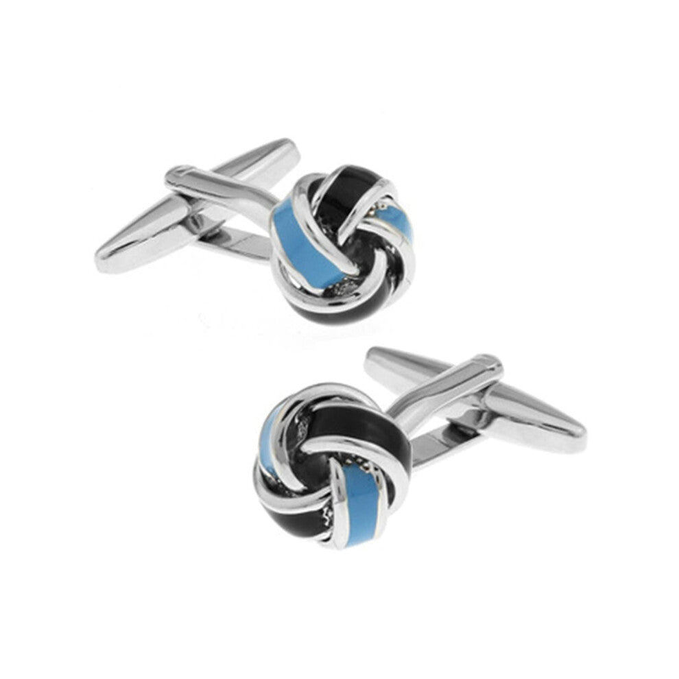 Cufflinks for Men, Blue Knot Design Shirt Accessories for Weddings, Formal Suit Accessories, High-Quality Material