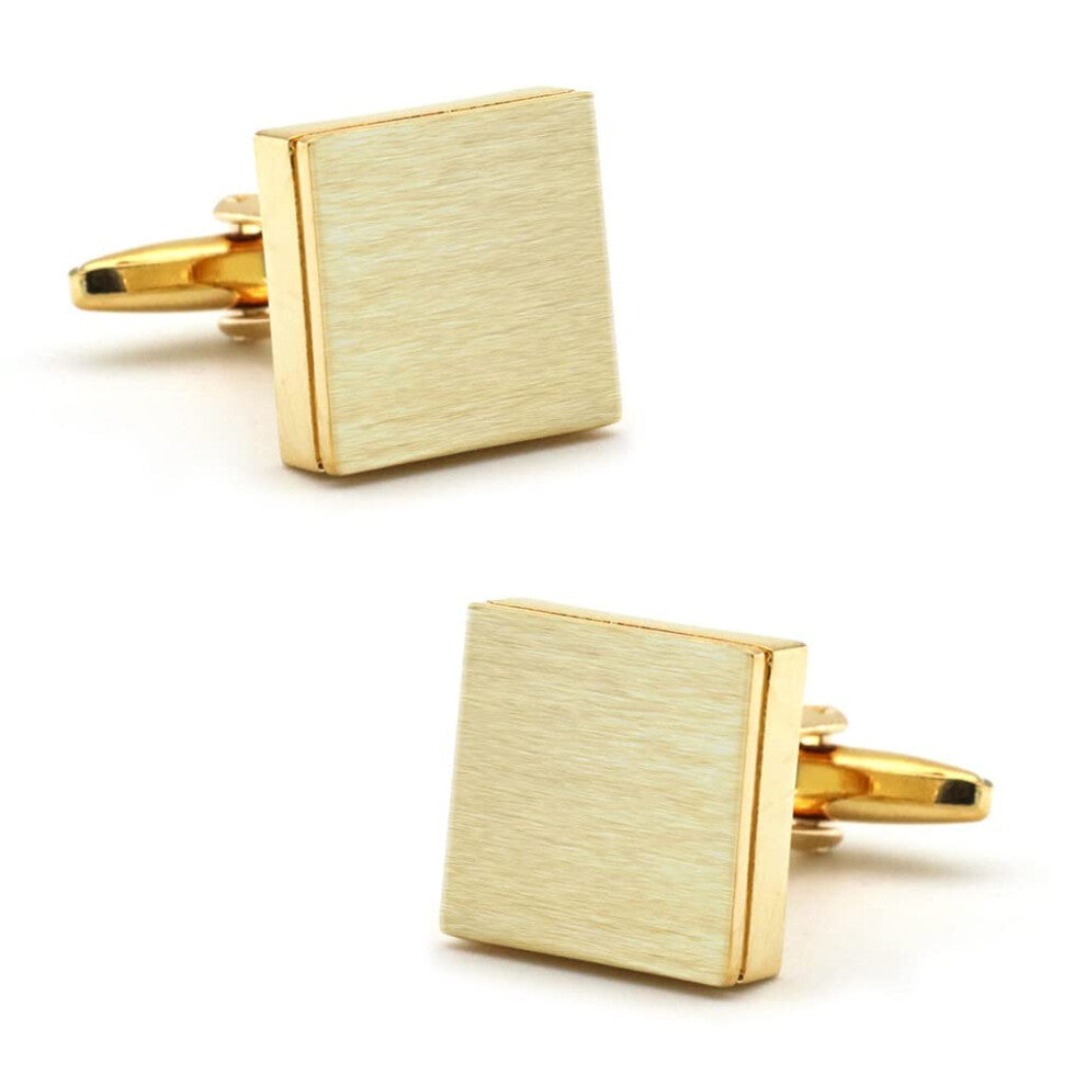 Gold Square Cufflinks in 4 Colors, Brushed Brass Metal, Elegant Wedding Accessories for Men