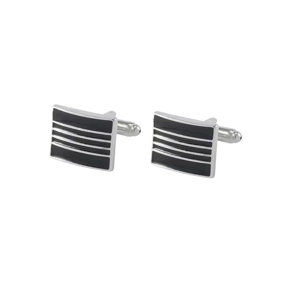 Classic Striped Square Cufflinks for Men, Stylish Business Accessories, Anniversary Gifts, Set of 4, Color 14
