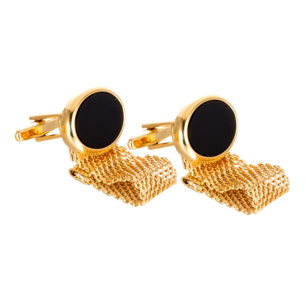 2 Pieces Gold Cufflinks with Decorative Push Buttons for Suits Weddings and Special Occasions Men's Fashion Accessory