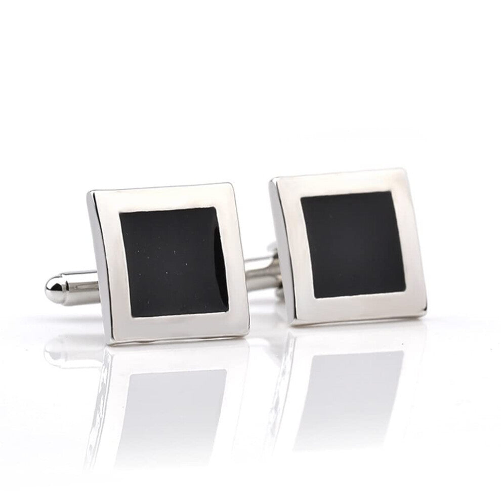 Cufflinks for Men, Black Square Classic Cufflinks for Dress Shirts, Wedding Party Accessories, Formal Wear