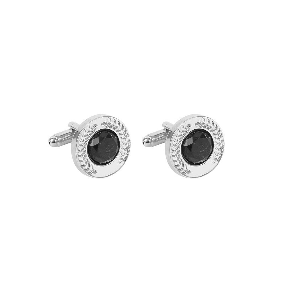 Retro Alloy Round Black Cufflinks for Men, Simple French Shirt Cufflinks for Weddings, Parties, Anniversaries