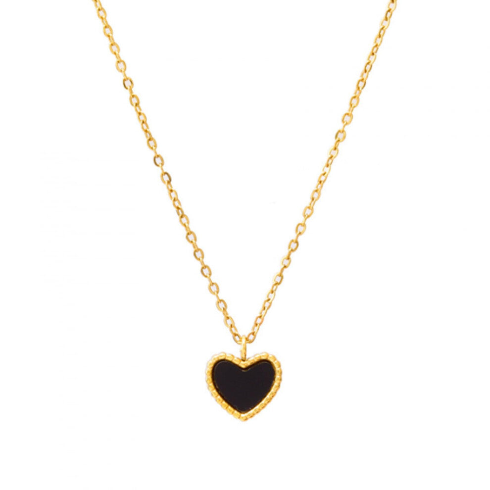 Black Acrylic Heart Pendant Necklace for Women, Cute Fashion Jewelry, High-Quality Accessories, Gift for Her