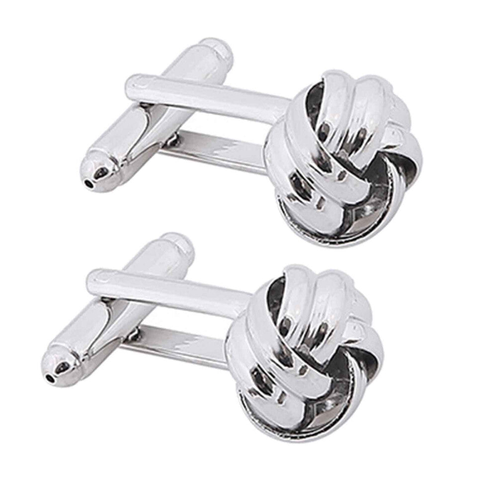 Cufflinks with Round Knot Design for Men, Silver Wedding Business Accessories, Stylish Shirt Jewelry for Dad
