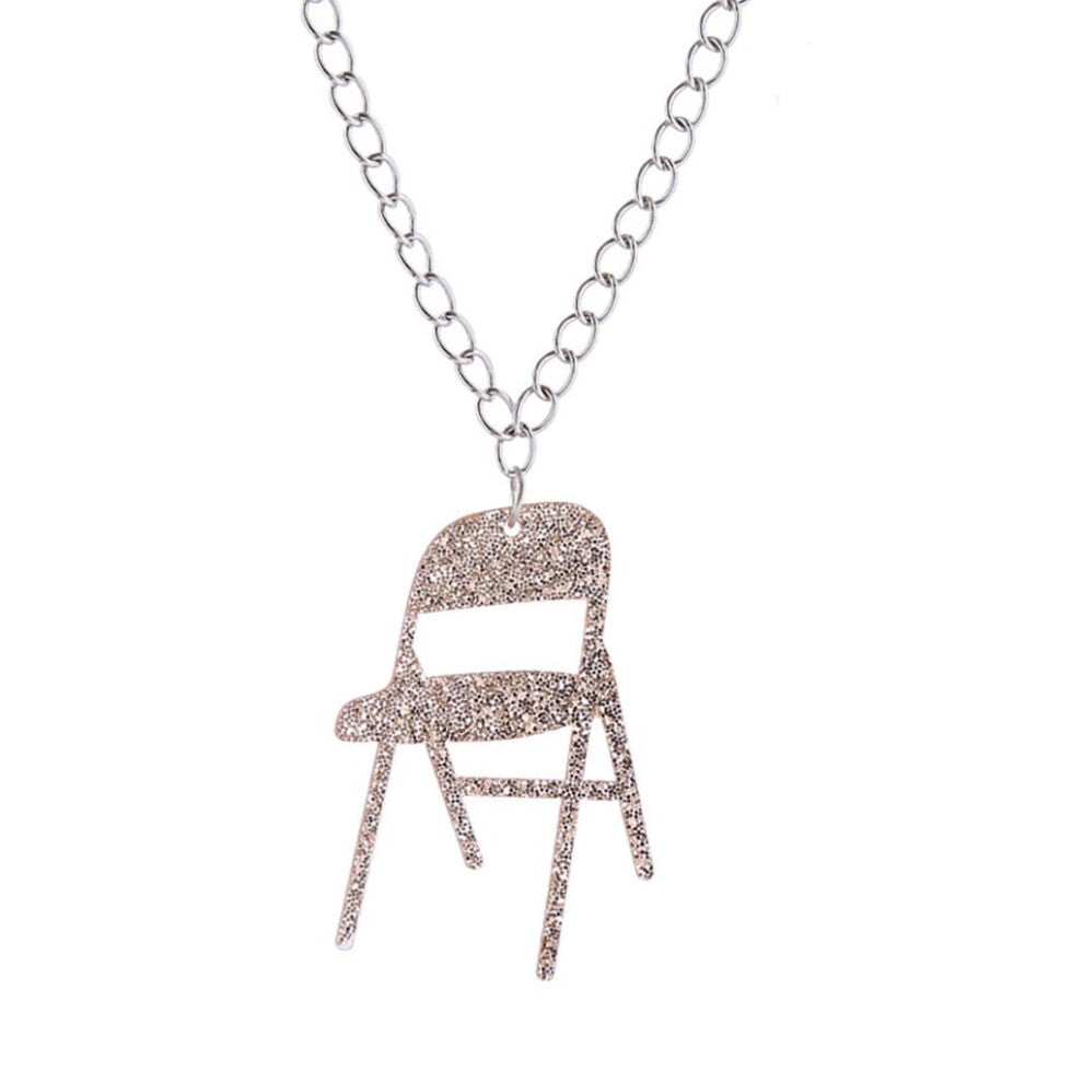 Fashion Folding Chair Earrings Creative Acrylic Pendant Necklace for Parties, No Gemstone, Unique Jewelry Design