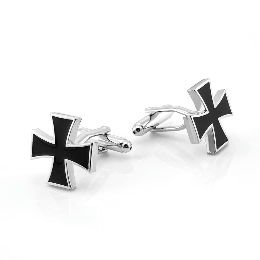 Red and Black Cross Geometric Rubber Cufflinks for Men, Stylish Fashion Accessory, Durable and Unique Design